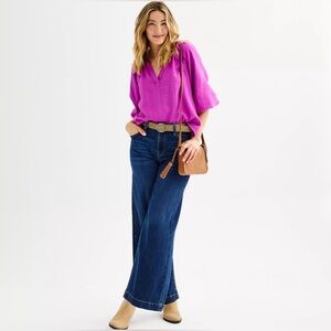 New Kohls Sonoma High rise Wide Leg Jeans stretch women’s size 16